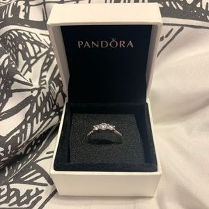 Clear Three-Stone Pandora Ring